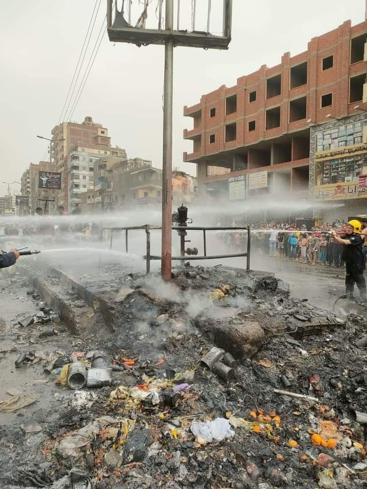 السيطرة على حريق كابينة غاز شبرا الخيمة