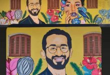 Photo of محمد أنور يُبدع برسم صورة الفنان أحمد حلمي بشوارع محافظة الشرقية